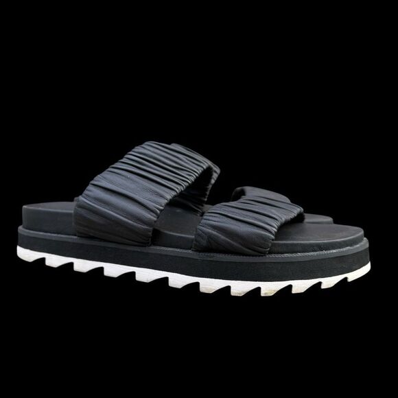 Sorel Women's Roaming Two Strap Slides Black Size 7.5 Leather Sandals - Picture 7 of 16